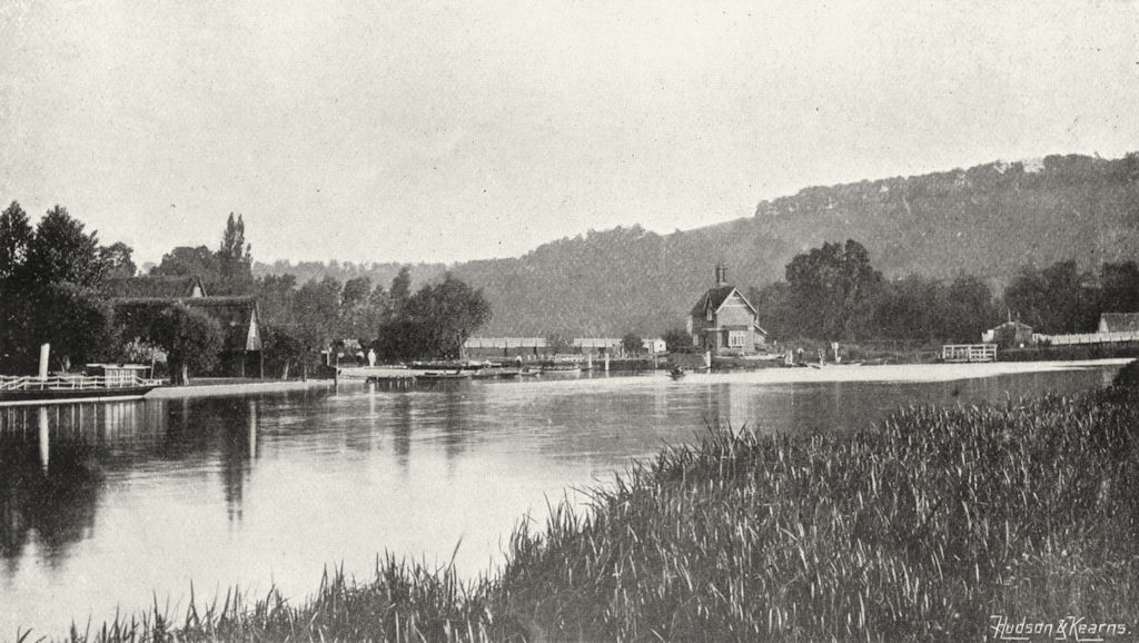 OXON. Goring Lock, from above 1897 old antique vintage print picture