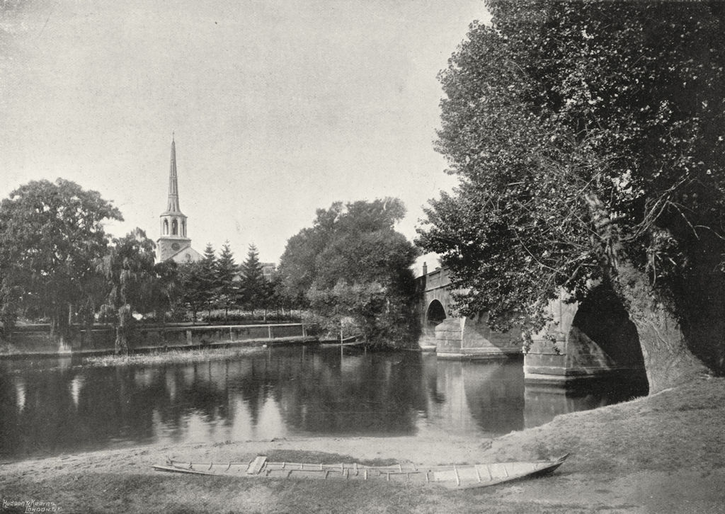 Associate Product OXON. Wallingford bridge & St Peter's Church 1897 old antique print picture