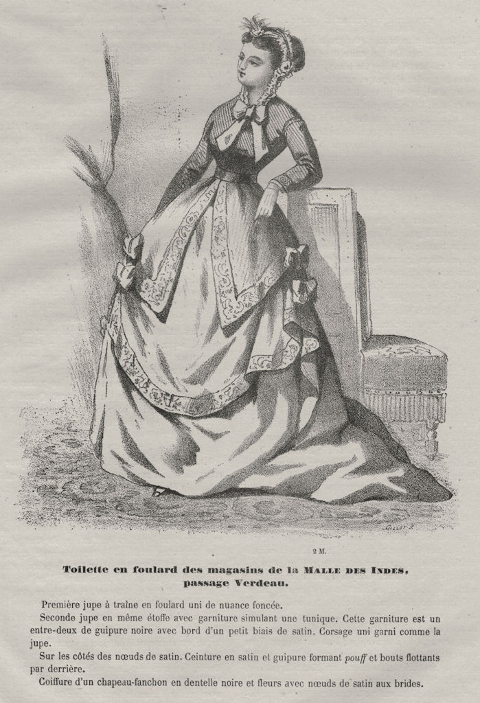 FASHION. Elegant Parisian lady 1869 old antique vintage print picture