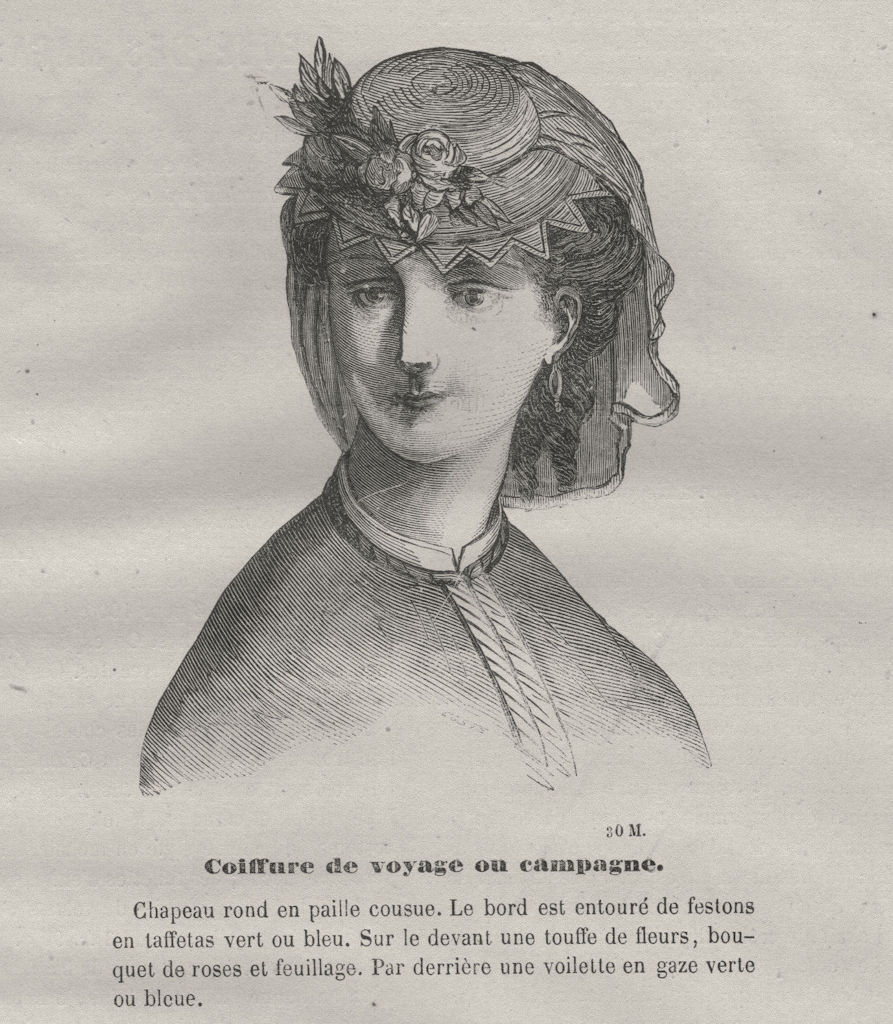 FASHION. Elegant Parisian lady 1869 old antique vintage print picture