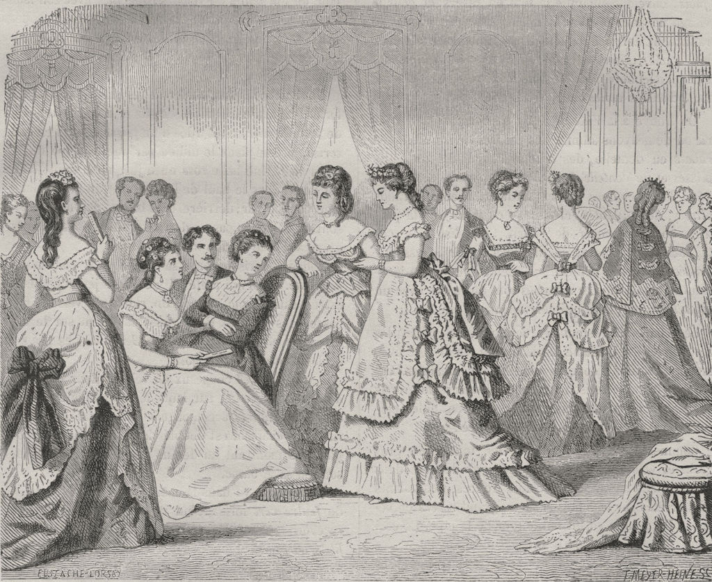 SOCIETY. Paris. Elegant ladies. Salon 1869 old antique vintage print picture
