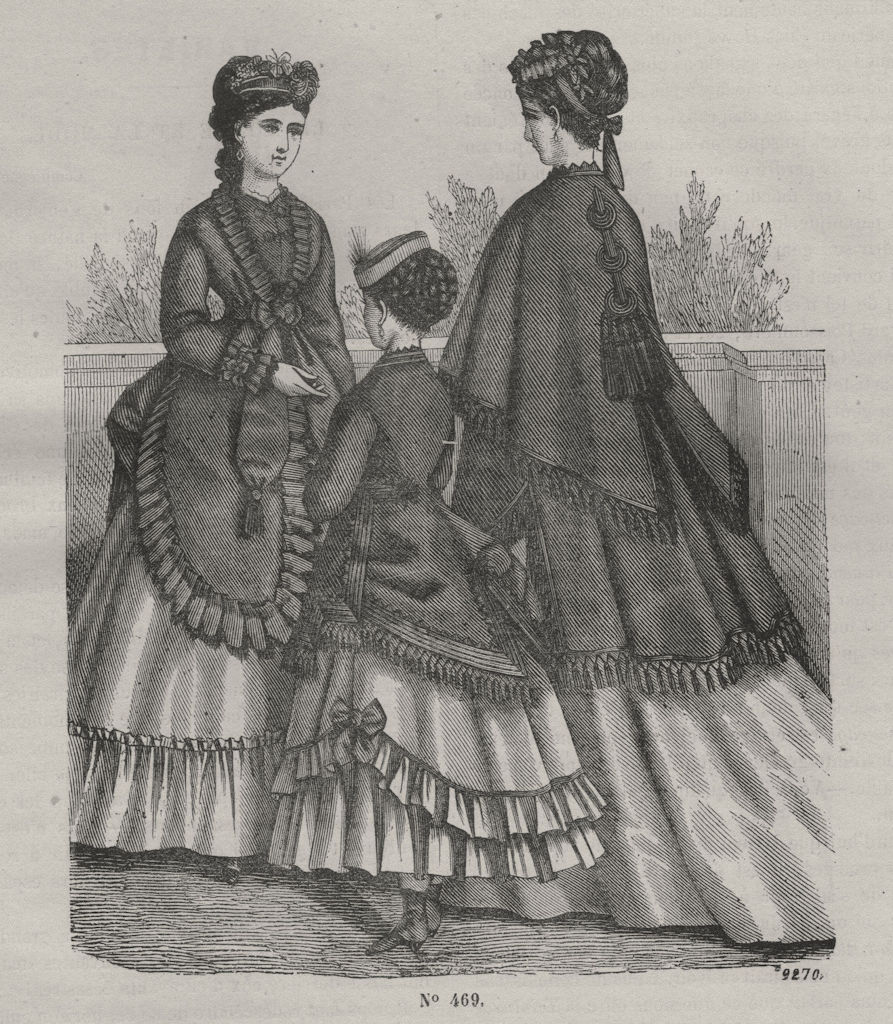 FASHION. Elegant Parisian ladies & girl 1869 old antique vintage print picture