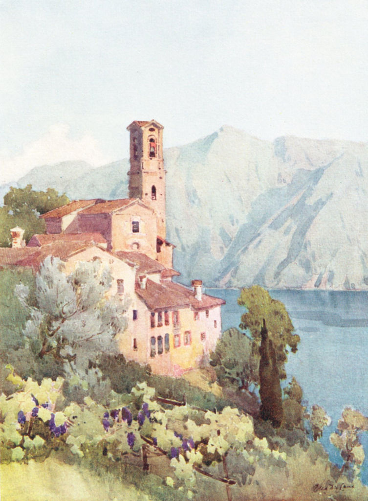 ITALY. Lake Lugano. Castagnola, Lago di Lugano 1905 old antique print picture
