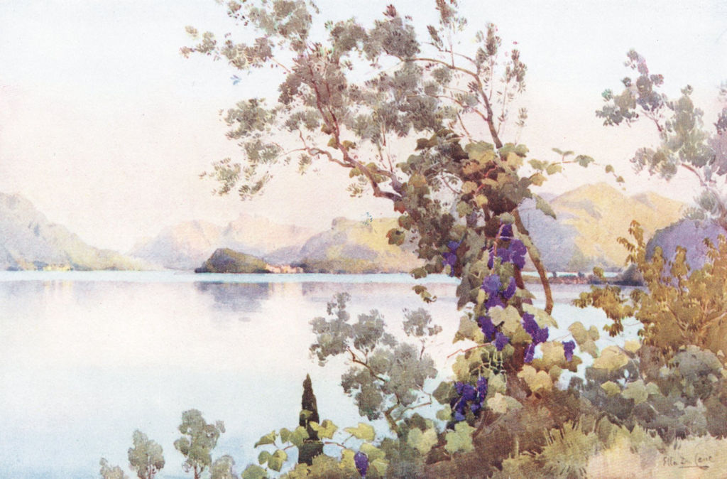 ITALY. Lake Como. Evening, Lago di Como 1905 old antique vintage print picture