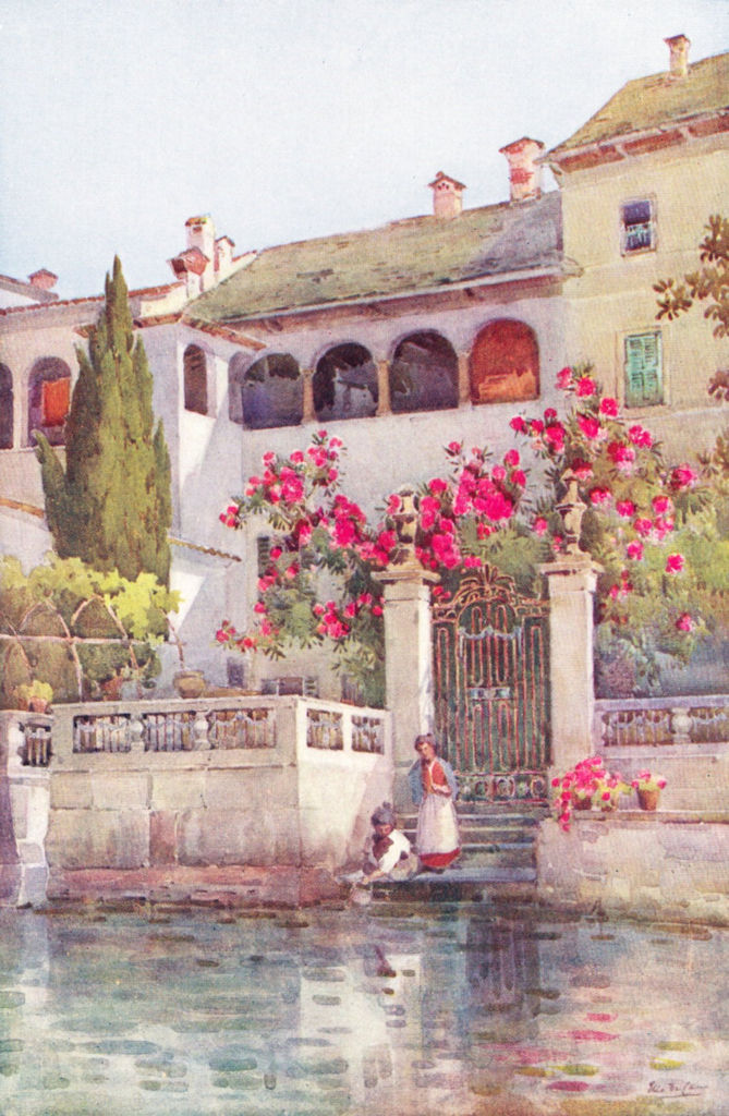 Associate Product ITALY. Lake Como. A Villa Garden, Lago d'Orta 1905 old antique print picture