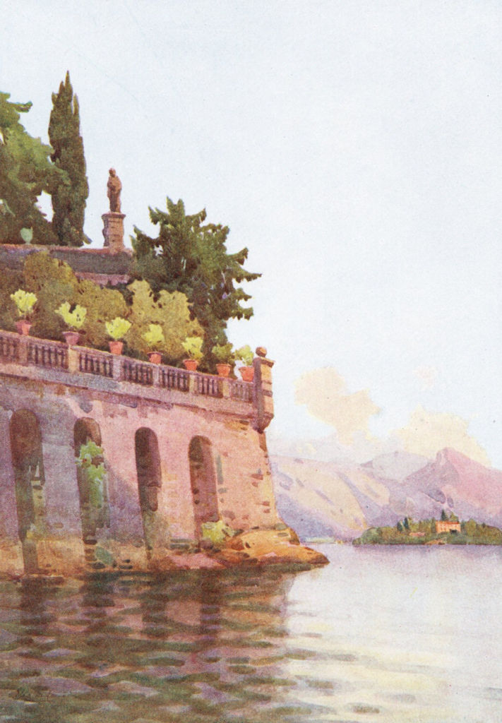 ITALY. Lake Como. A Terrace Wall, Lago Maggiore 1905 old antique print picture