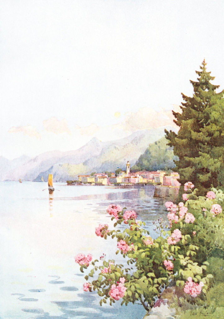ITALY. Lake. Lago di Como. Bellagio from Villa Melzi 1905 old antique print