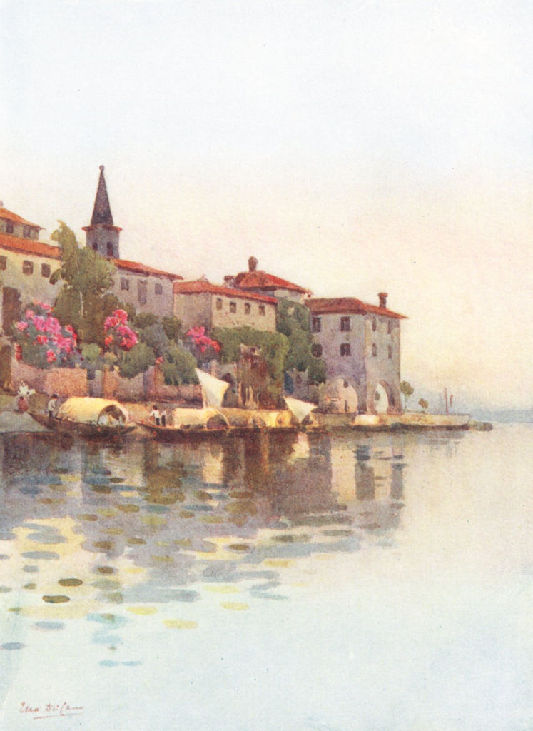 ITALY. Lake Maggiore. A Grey Morning, Lago Maggiore 1905 old antique print