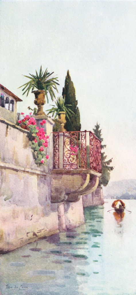 ITALY. Italian Lakes. A Balcony 1905 old antique vintage print picture