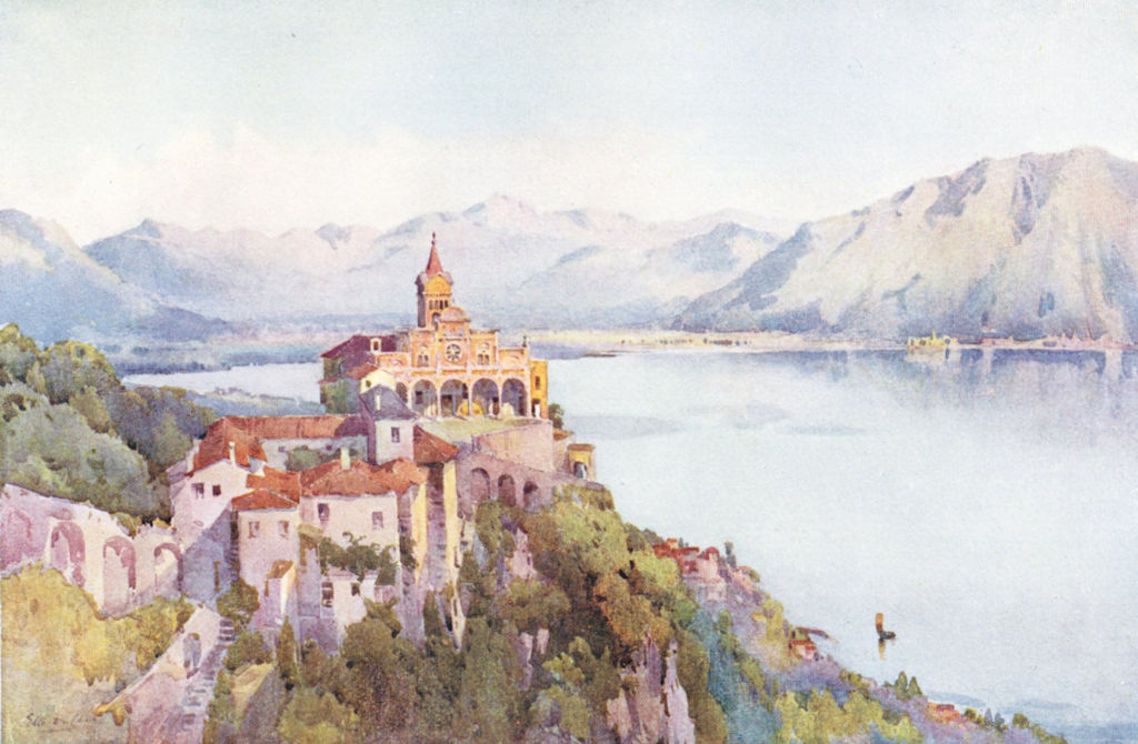 ITALY. Lago di Maggiore. Madonna del Sasso, Locarno 1905 old antique print