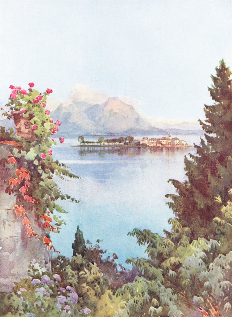 ITALY. Lake Maggiore. A Garden, Baveno, Lago Maggiore 1905 old antique print
