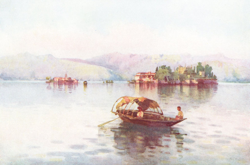 ITALY. Lake Maggiore. Summer Evening, Lago Maggiore 1905 old antique print