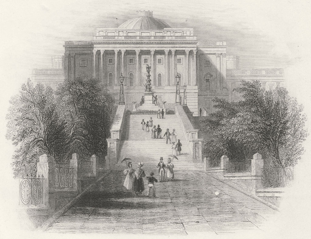 Ascent to the Capitol, Washington, Washington DC. WH BARTLETT 1840 old print