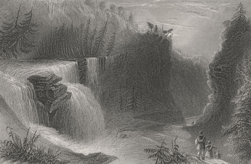 Associate Product Trenton Falls, view down the Ravine, New York. WH BARTLETT 1840 old print