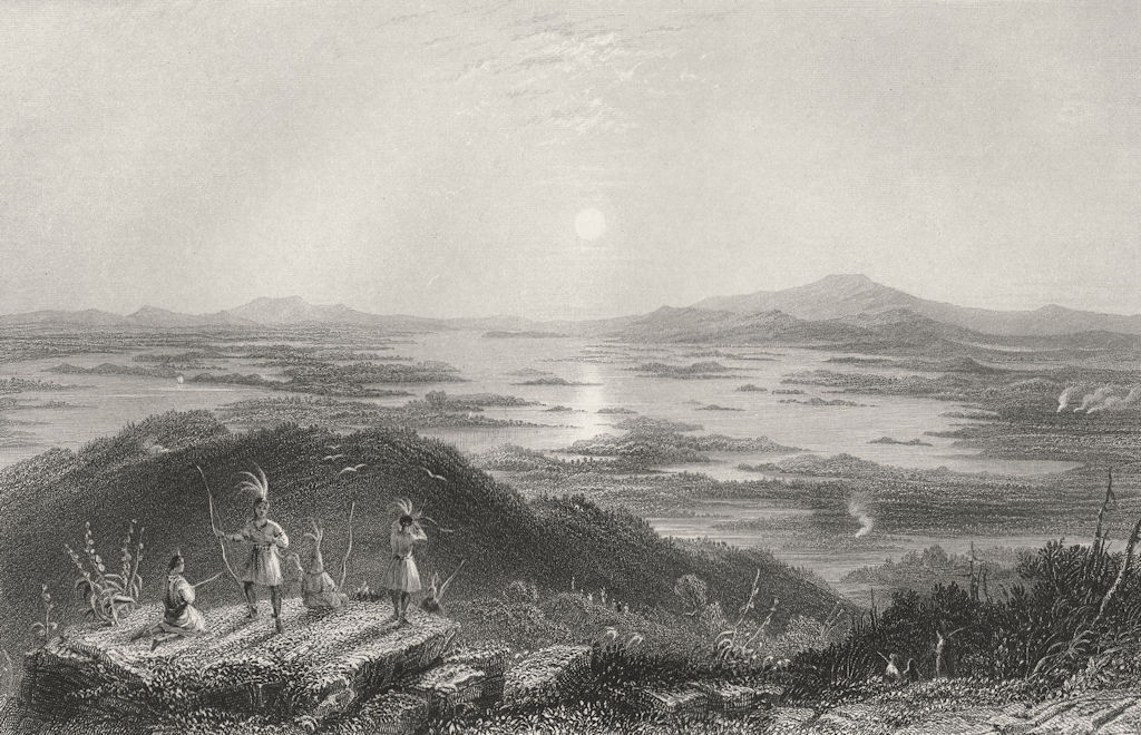 Lake Winnipisseogee, from Red Hill, New Hampshire. WH BARTLETT 1840 old print