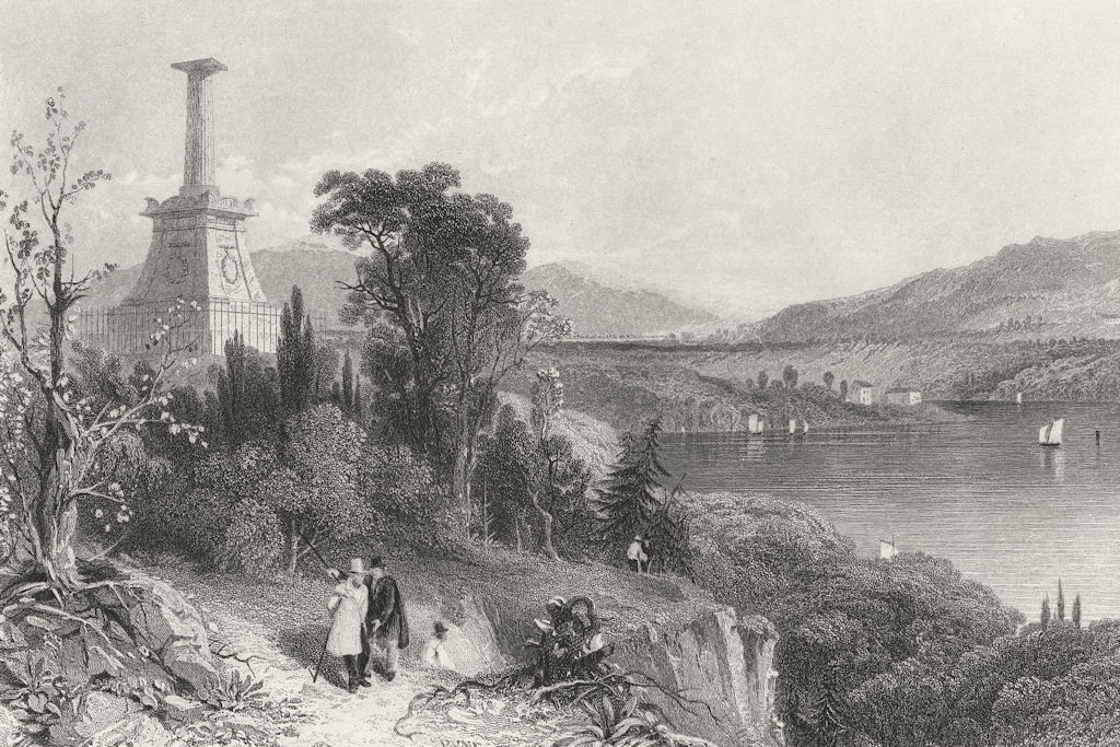 Associate Product Kosciusko's Monument, New York. WH BARTLETT 1840 old antique print picture