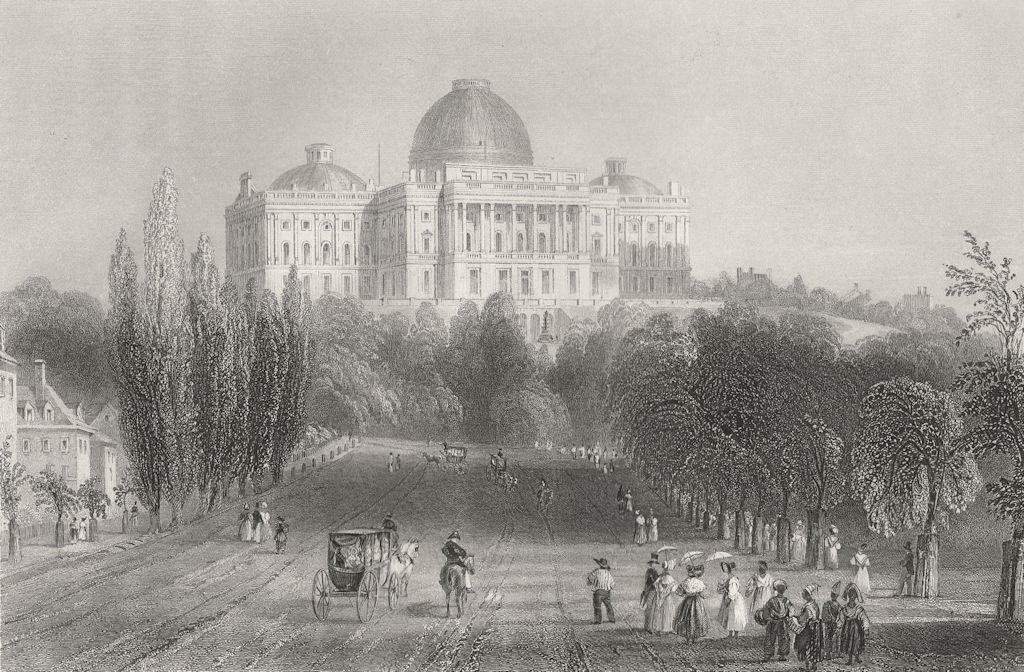 View of the Capitol at Washington, Washington DC. WH BARTLETT 1840 old print