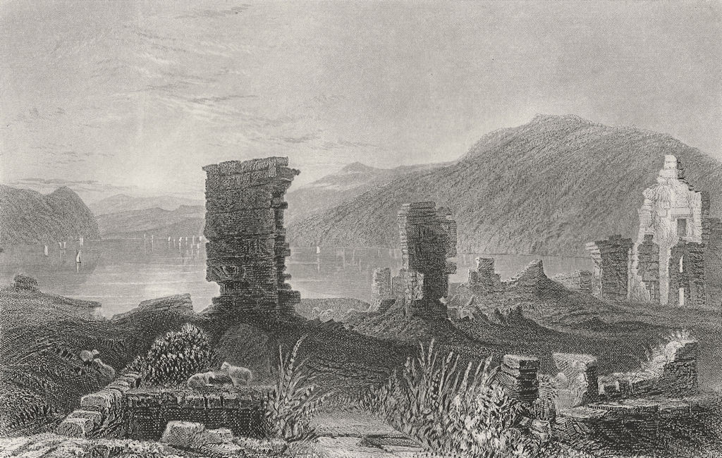 View of the Ruins of Fort Ticonderoga, New York. WH BARTLETT 1840 old print