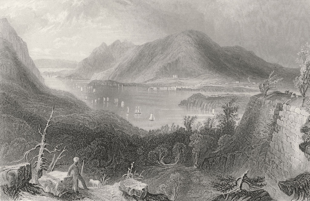 Associate Product View from Fort Putnam (Hudson River), New York. WH BARTLETT 1840 old print