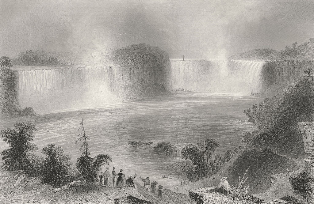 Associate Product Niagara Falls (From near Clifton House), New York. WH BARTLETT 1840 old print