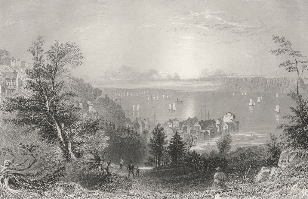 Village of Sing-Sing (Hudson River), New York. WH BARTLETT 1840 old print