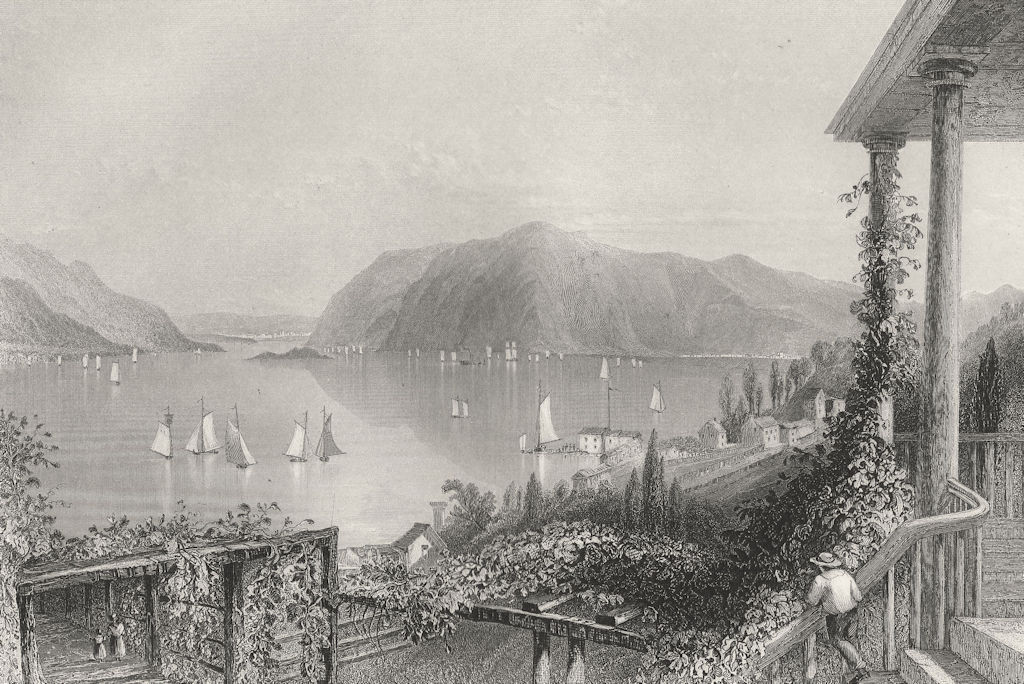 View from Ruggle's House, Newburgh (Hudson River), New York. WH BARTLETT 1840