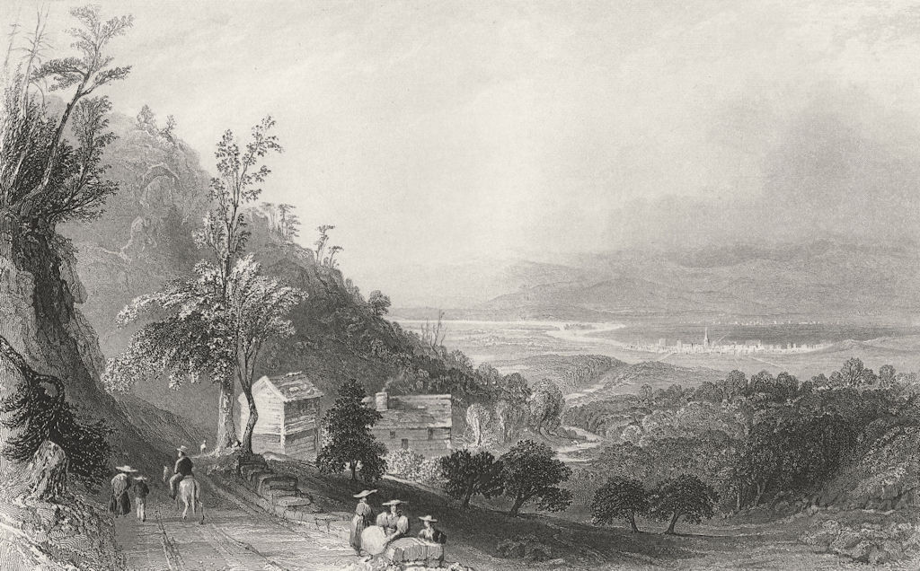 Associate Product Descent into the Valley of Wyoming, Pennsylvania. WH BARTLETT 1840 old print