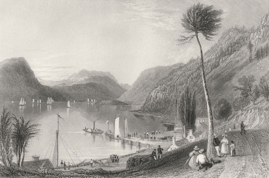 Peekskill Landing (Hudson River), New York. WH BARTLETT 1840 old antique print