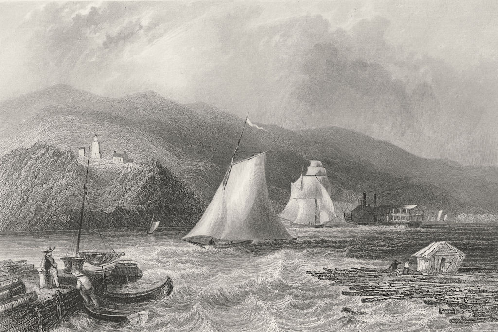 Light House near Caldwell's Landing (Hudson River), New York. WH BARTLETT 1840