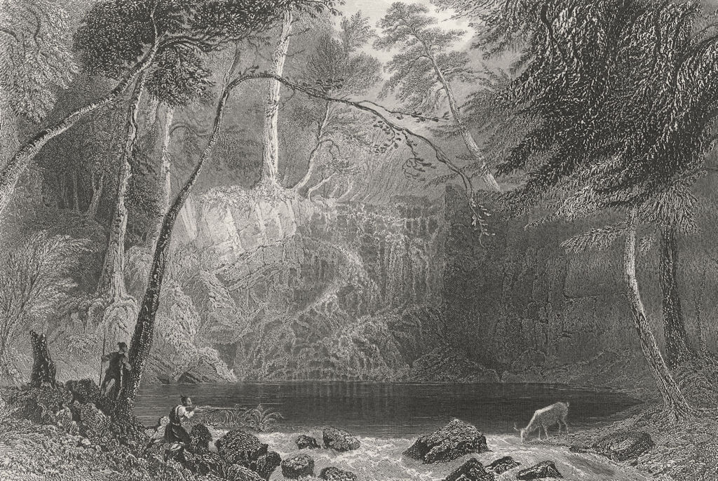 The Indian Falls near Cold-Spring, opposite West Point, New York. BARTLETT 1840
