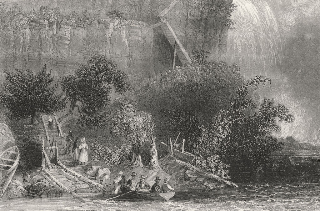 The Landing, on the American side (Niagara Falls), New York. WH BARTLETT 1840