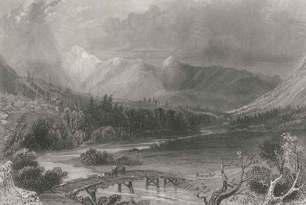 Mount Washington & the White Hills, New Hampshire. WH BARTLETT 1840 old print