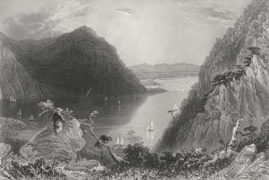 Hudson Highlands (from Bull Hill), New York. WH BARTLETT 1840 old print
