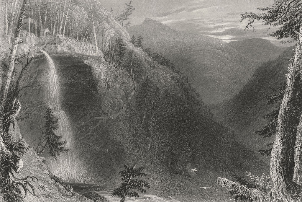 The Catterskill Falls (from above the Ravine), New York. WH BARTLETT 1840