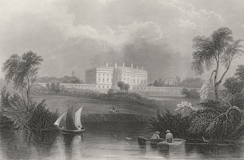 Associate Product The President's House, from the River, Washington DC. WH BARTLETT 1840 print