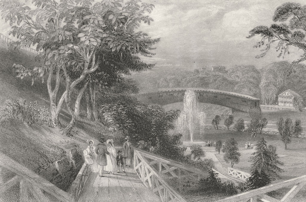 Associate Product Fairmount Gardens, Schuykill Bridge, Philadelphia, Pennsylvania. BARTLETT 1840