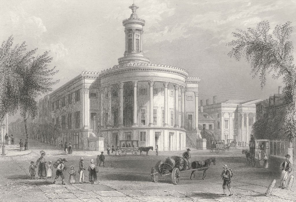 The Exchange, and Girard's Bank (Philadelphia), Pennsylvania. WH BARTLETT 1840