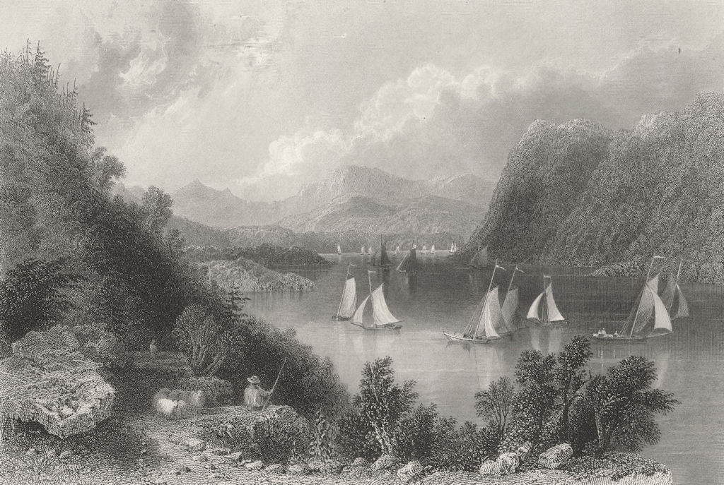 View near Anthony's Nose (Hudson Highlands), New York. WH BARTLETT 1840 print