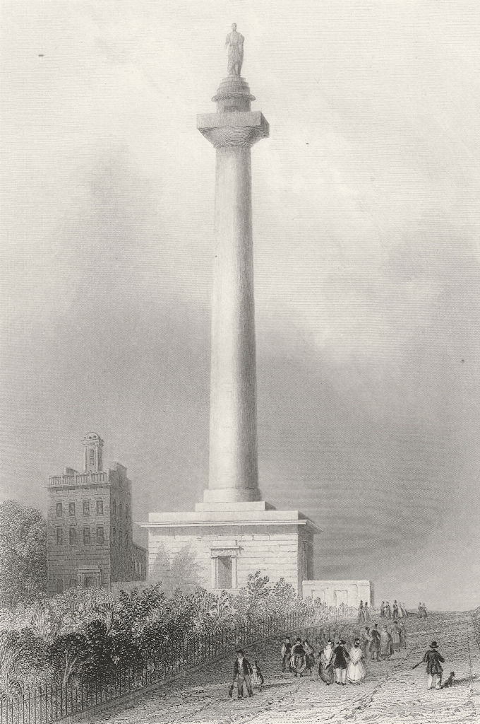 Associate Product Washington's Monument, Baltimore, Maryland. WH BARTLETT 1840 old antique print