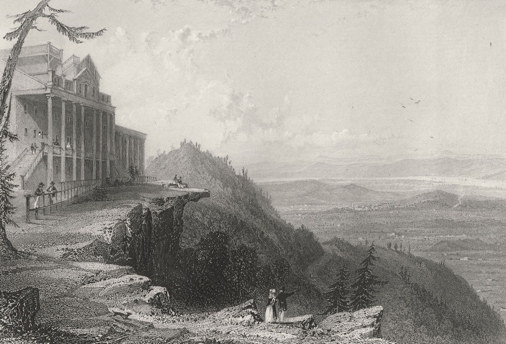 View from The Mountain House, Catskill, New York. WH BARTLETT 1840 old print