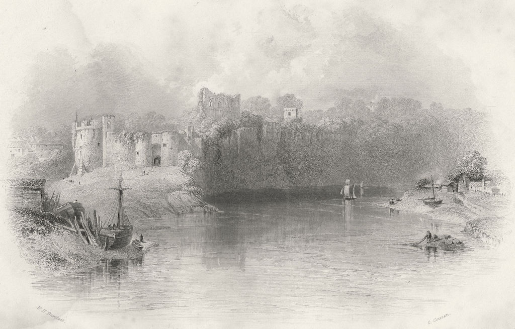 WALES. Chepstow Castle-Bartlett c1860 old antique vintage print picture