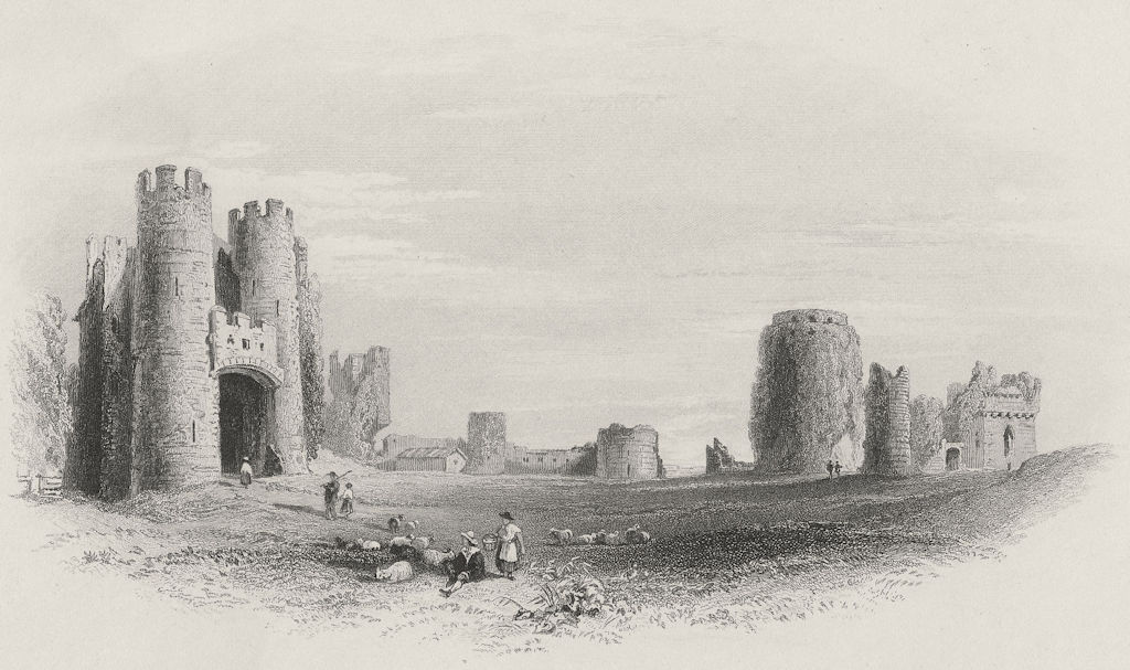 WALES. Pembroke Castle, Great Court-Bartlett c1860 old antique print picture