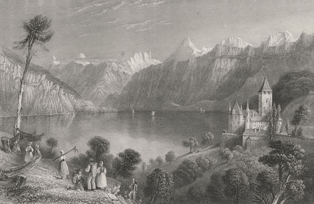 Associate Product SWITZERLAND. Castle of Spiez, Lake of Thun, Canton Bern/Berne. BARTLETT 1836