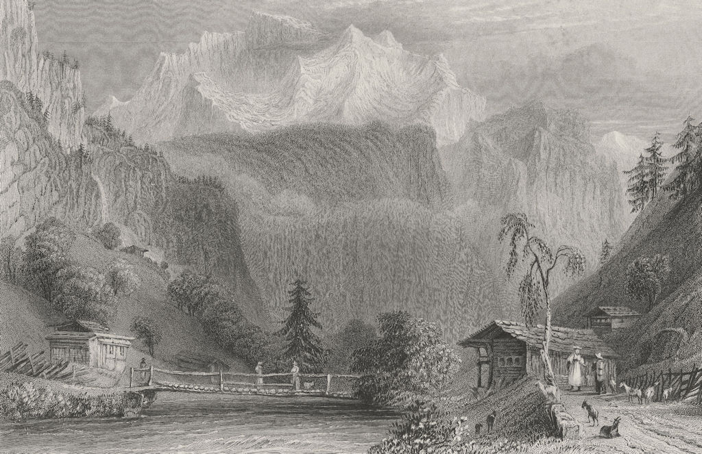 SWITZERLAND. The Jungfrau (Bernese Oberland). BARTLETT 1836 old antique print