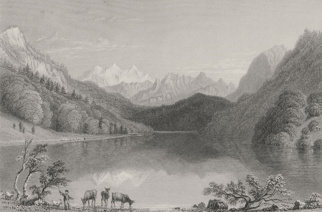 SWITZERLAND. Lake of Lungern (Canton of Unterwalden). BARTLETT 1836 old print