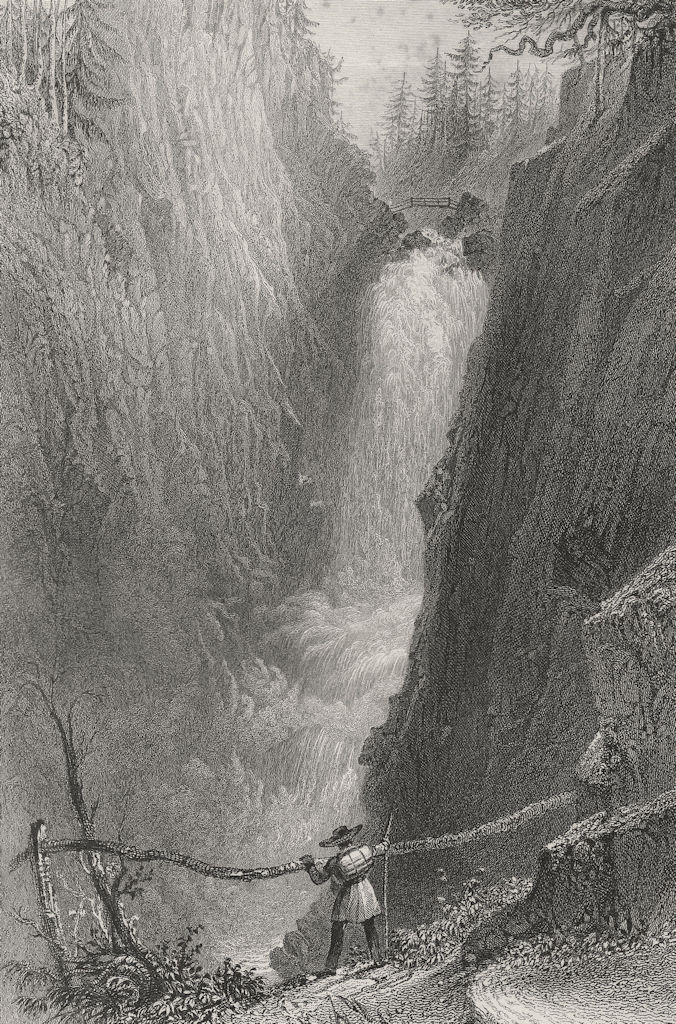 SWITZERLAND. The Aar Fall at Handegg / Handeck. BARTLETT 1836 old print