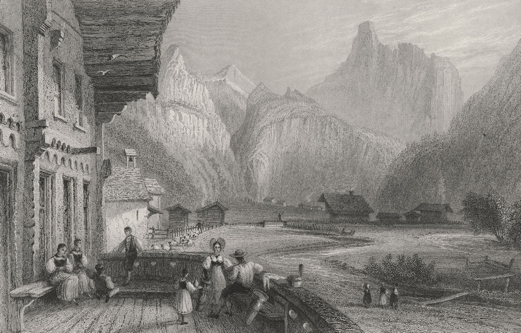 Associate Product SWITZERLAND. Village of Kandersteg, Canton Bern (Ghemmi Pass). BARTLETT 1836