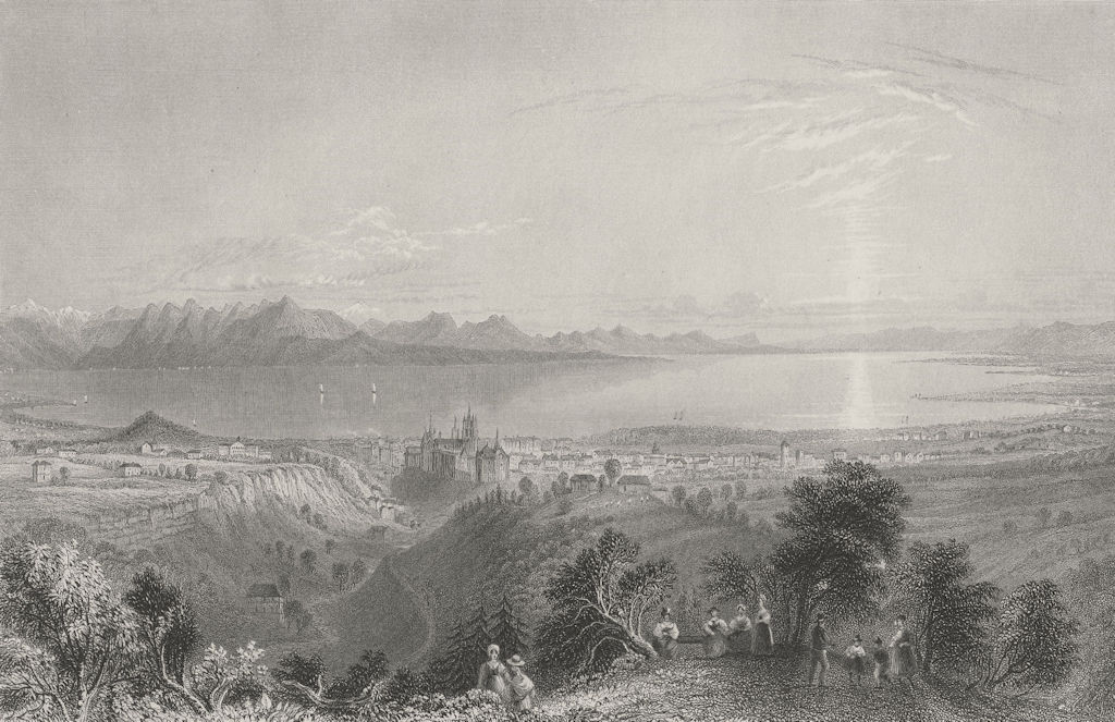 Associate Product SWITZERLAND. The Pays De Vaud, from above Lausanne. BARTLETT 1836 old print