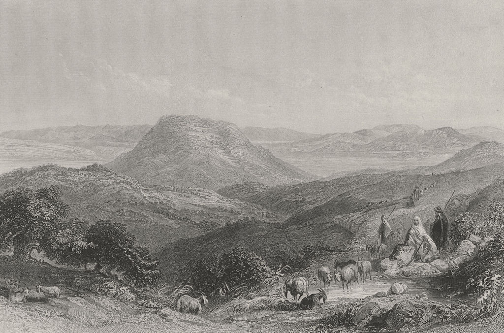 ISRAEL. Mount Tabor, Gilboa & Jordan. Bartlett 1847 old antique print picture