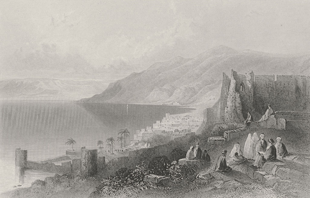 Associate Product ISRAEL. Tiberias-Bartlett 1847 old antique vintage print picture